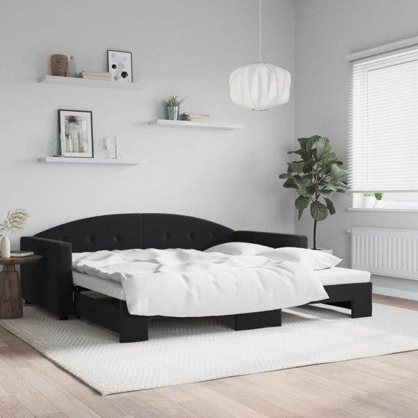 vidaXL Denná posteľ s rozkladacou posteľou čierna 100x200 cm zamat