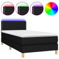 vidaXL Posteľ boxsping s matracom a LED čierna 90x200 cm látka