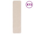 vidaXL Protišmykové schodové rohože 15 ks 75 x 20 cm Krémová PP