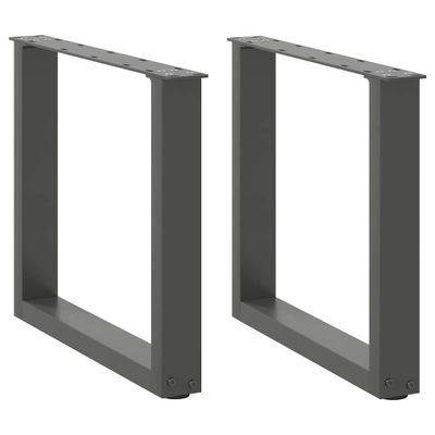 vidaXL Nohy konferenčného stolíka v tvare U, 2 ks, antracitové, 50 x (42-43) cm, oceľ