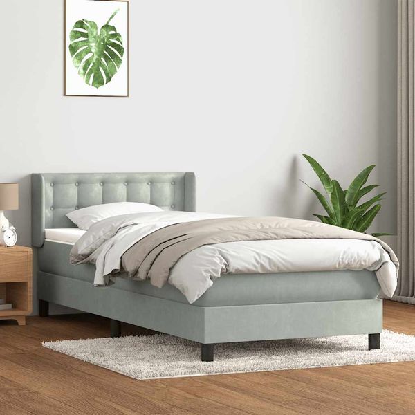 vidaXL Posteľný rám boxsping s matracom bledosivý 100x210 cm zamat