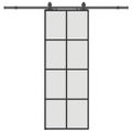 vidaXL Posuvné dvere s kovaním čierne 76x205 cm ESG sklo