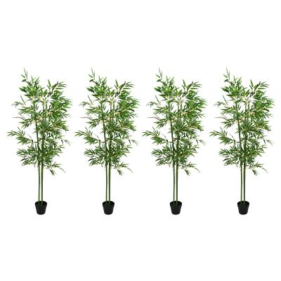 vidaXL Umelý bambusový strom 4 pcs Zelená 60 x 18 x 190 cm