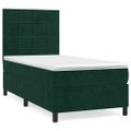 vidaXL Posteľný rám boxsping s matracom tmavozelený 90x200 cm zamat