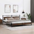vidaXL Kovový posteľný rám bez matraca hnedý dub 200x200 cm