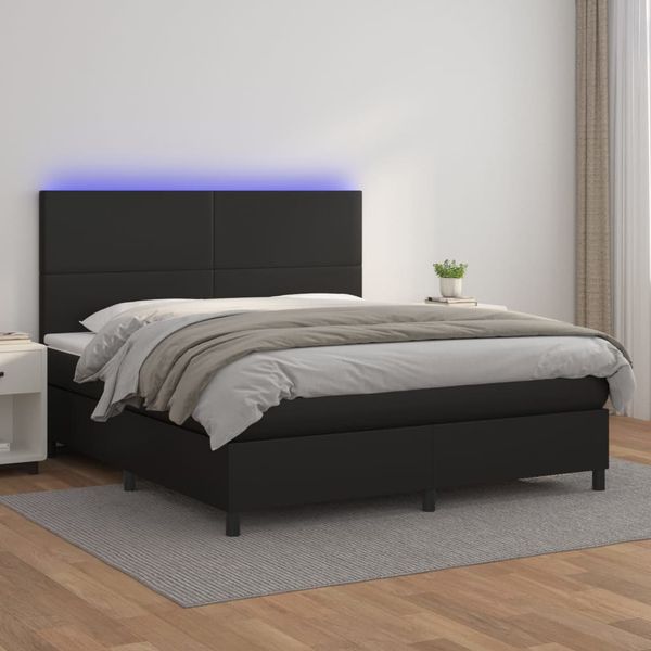 vidaXL Boxspring posteľ s matracom a LED čierna 160x200 cm umelá koža
