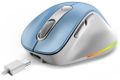GENIUS Ergo 9000S Pro Light Blue/ duálny Bluetooth + 2,4GHz/ 2400 dpi/ bezdrôtová/ 6tlačidlová/ dobíjacia/ RGB/ modrobiela Myš, bezdrôtová, optická, 2400DPI, 6 tlačidiel, Bluetooth, 2,4GHz, USB-C nabíjanie, tichá, 7farebné podsvietenie, modro-biela