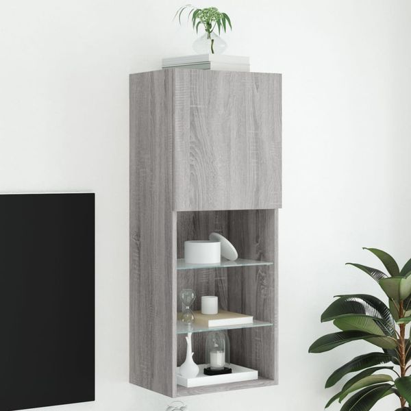vidaXL TV skrinka s LED svetlami sivá sonoma 40,5x30x102 cm