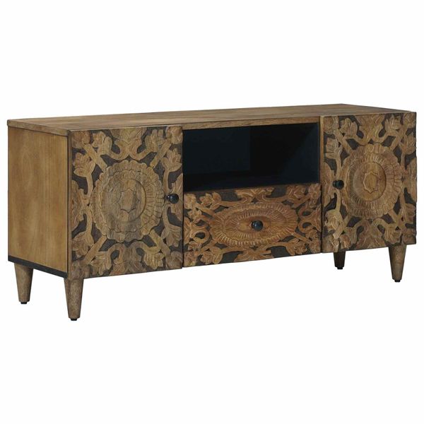 vidaXL TV skrinka Hnedá 105 x 33,5 x 46 cm Masívne mango drevo