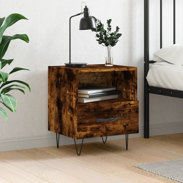 vidaXL Nočný stolík dymový dub 40x35x47,5 cm kompozitné drevo