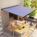 vidaXL Ručne ovládaná kazetová markíza modro-biela 350x250 cm