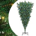 vidaXL Prevrátený umelý vianočný stromček s osvetlením a guľami 210 cm
