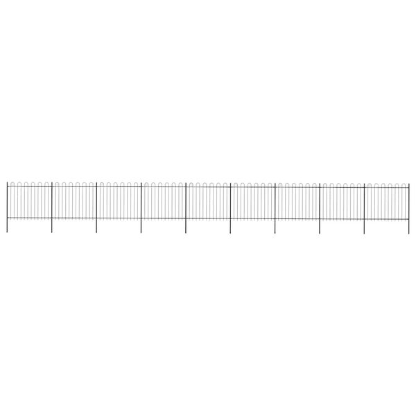vidaXL Záhradný plot s oblúkom navrchu, oceľový 1603,5x150 cm, čierny