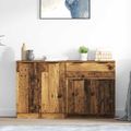 vidaXL Servírovacia skriňa 3 ks Staré drevo 120 x 30 x 70 cm
