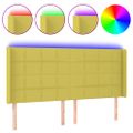 vidaXL Čelo postele s LED zelené 183x16x118/128 cm látka