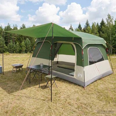 vidaXL Rodinný stan so strechou Zelená 380 x 260 x 190 cm Polyester