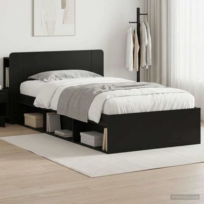 vidaXL Rám postele so skladom Čierna 90 x 200 cm Kompozitné drevo