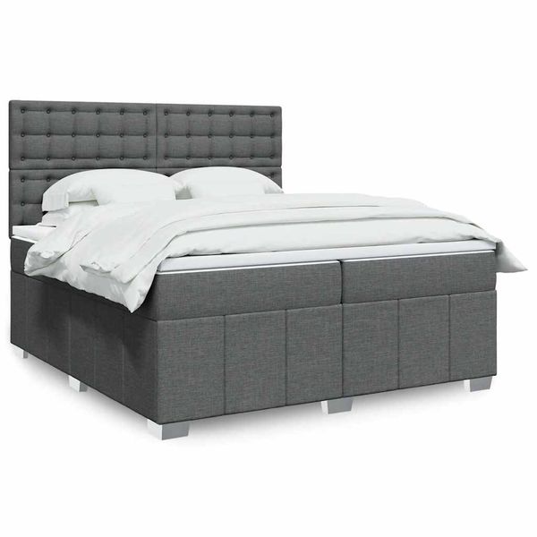 vidaXL Boxspring posteľ s matracom tmavosivá 200x200 cm látka