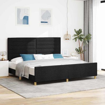 vidaXL Rám postele s čelnou doskou Čierna 200 x 200 cm látka