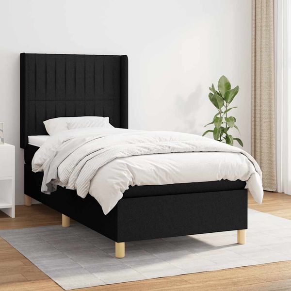 vidaXL Posteľný rám boxspring s matracom čierny 90x190 cm látka