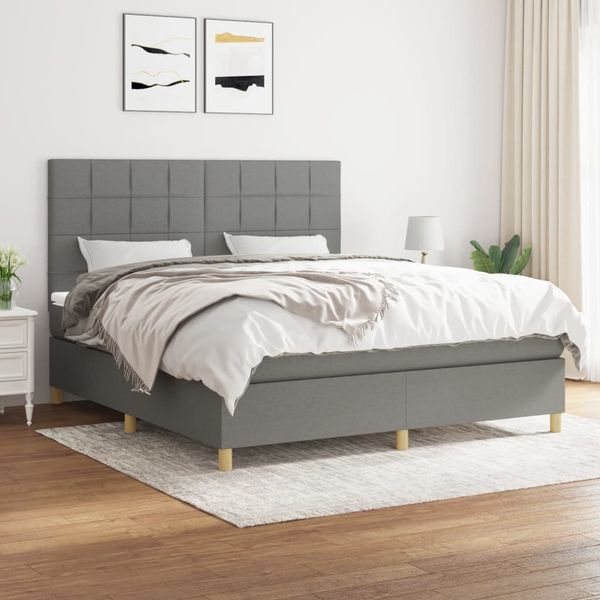 vidaXL Boxspring posteľ s matracom tmavosivá 180x200 cm látka