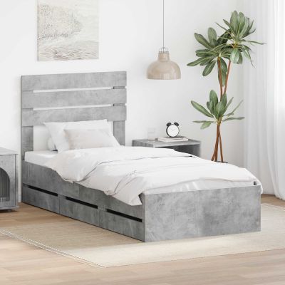 vidaXL Rám postele Betónová šedá 75 x 190 cm Inžinierske drevo