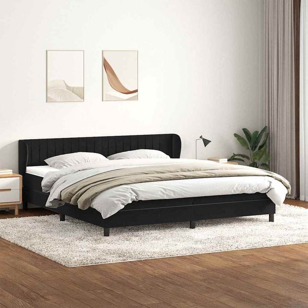 vidaXL Box Spring Posteľ s matracmi Čierna 180x210 cm Zamat