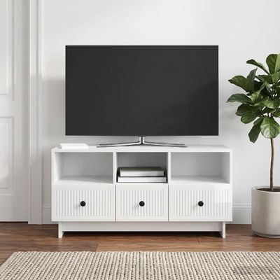 vidaXL TV skrinka Biela s vysokým leskom 102 x 34,5 x 50 cm
