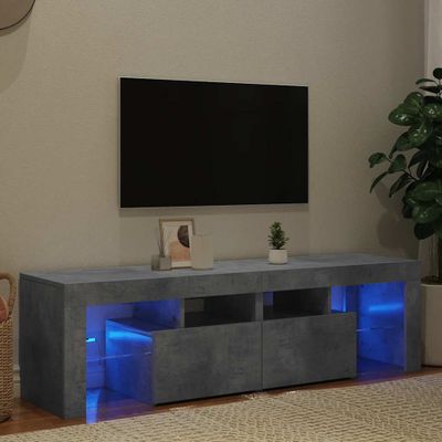 vidaXL TV skrinka s LED svetlami, betónovo sivá 140x36,5x40 cm