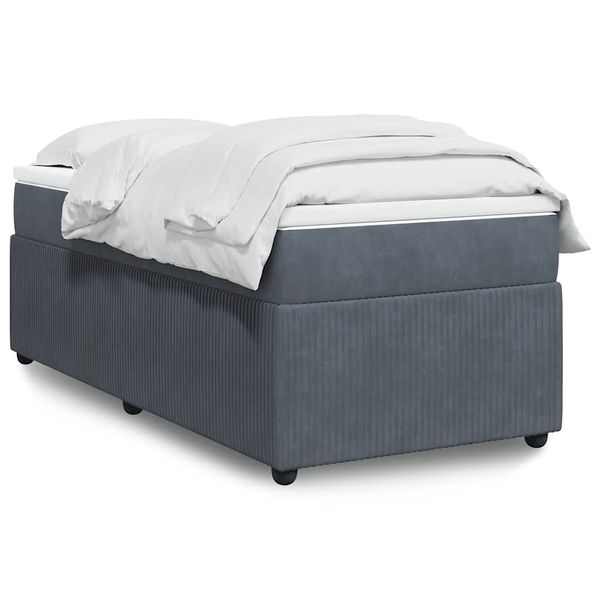 vidaXL Posteľný rám boxspring s matracom tmavosivý 90x190 cm zamat