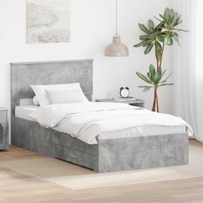vidaXL Rám postele Betónovo sivá 100 x 200 cm Kompozitné drevo
