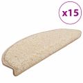 vidaXL Schodové rohože 15 ks 65x21x4 cm krémové, polkruhové, veľké