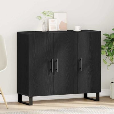 vidaXL Servírovacia skriňa Čierny dub 90 x 34 x 80 cm Kompozitné drevo