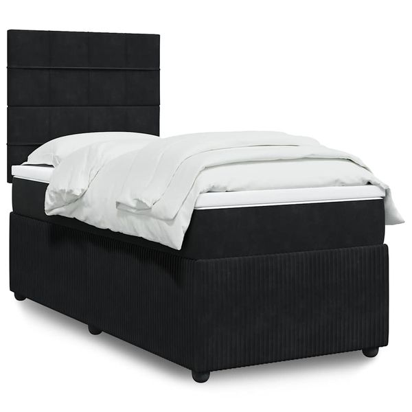 vidaXL Posteľný rám boxspring s matracom čierny 80x200 cm zamat