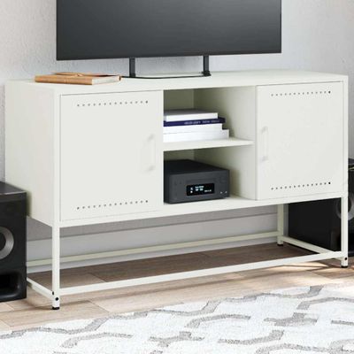 vidaXL TV skrinka biela 100,5x39x60,5 cm oceľ