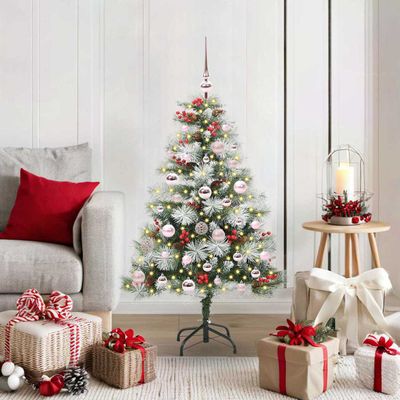 vidaXL Umelý vianočný stromček Zelená a biela 120 cm PVC, kov a plast