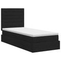 vidaXL Postel s úložným prostorem a matrací Čierna 90 x 200 cm látka