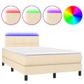 vidaXL Posteľ boxsping s matracom a LED krémová 120x200 cm látka