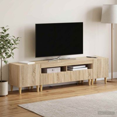 vidaXL 3-dielny LED TV stolík ARNHEM 3 ks Dub sonoma Kompozitné drevo