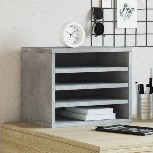 vidaXL Organizér na stôl betónovosivý 36x26x29,5 cm kompozitné drevo