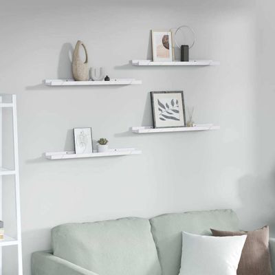 vidaXL Stenná polica 4 pcs Biely mramor 60 x 9 x 3 cm Kompozitné drevo