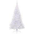 vidaXL Umelý vianočný stromček s 300 LED-i Biela 210 cm PVC a oceľ