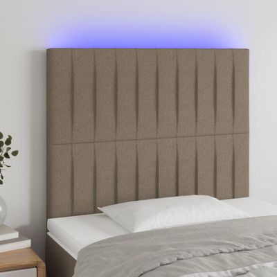 VidaXL Čelo postele s LED sivohnedé 80x5x118/128 cm látka