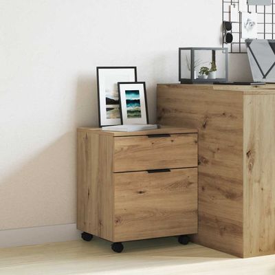 VidaXL Mobilná kartotéka s kolieskami Dub Artisan 45x38x54 cm Drevo
