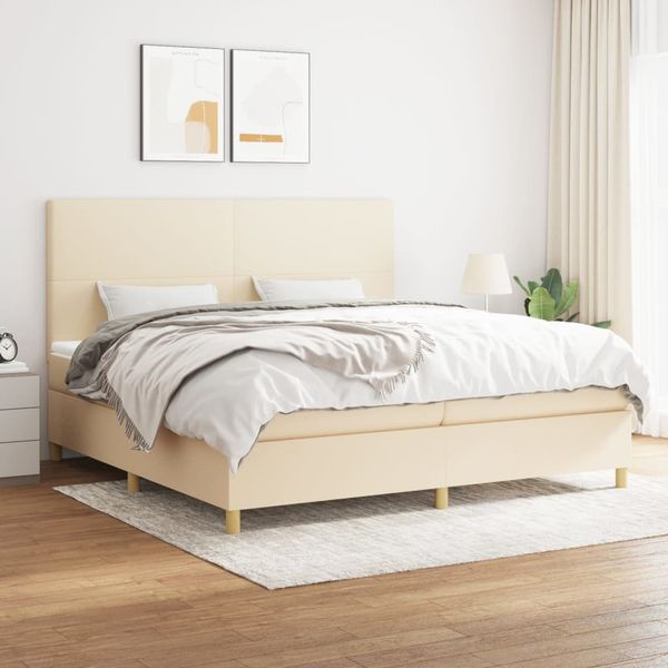 vidaXL Boxspring posteľ s matracom krémová 200x200 cm látka