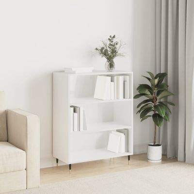 vidaXL Knižnica vysoký lesk biela 69,5x32,5x90 cm kompozitné drevo