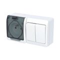GALATEA IP44 Spínač sériový č.5 + zásuvka 2P+PE (biela + průhledná)