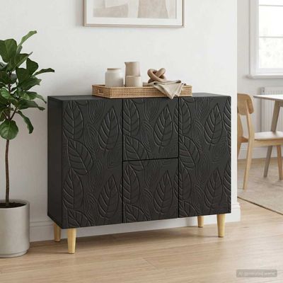 vidaXL Servírovacia skriňa Čierna 89 x 34,5 x 60 cm Kompozitné drevo