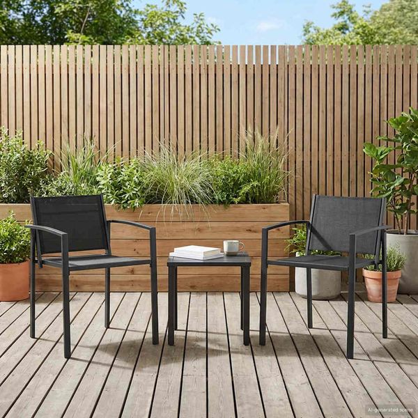 vidaXL Záhradné kreslá 2 pcs Čierna a antracit 53,5 x 59 x 77 cm