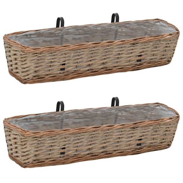 vidaXL Balkónový kvetináč 2 ks, prútie s vložkou z PE 80 cm